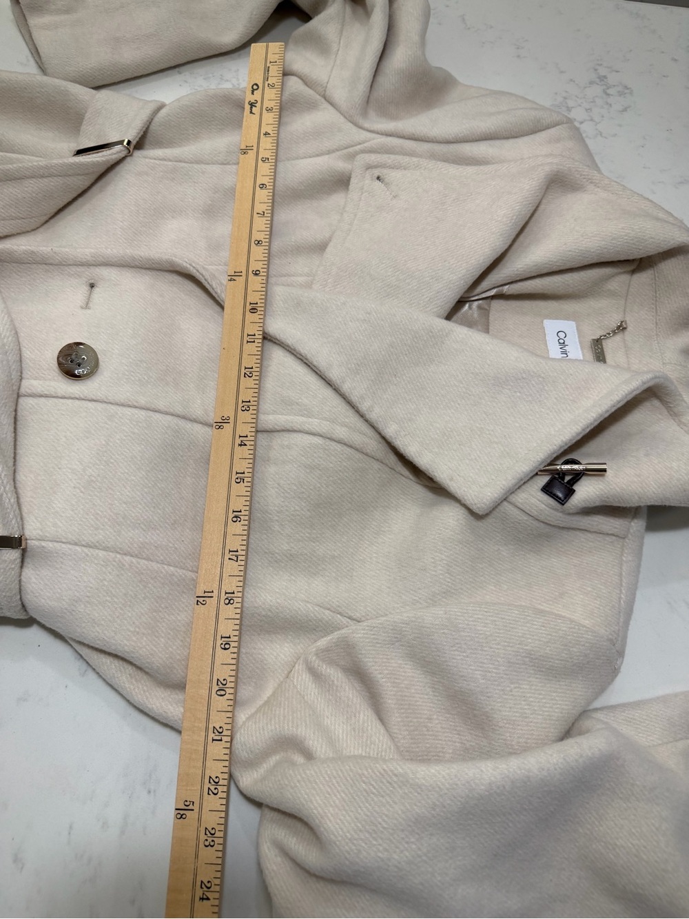 Calvin Klein Cream Belted Trench Coat - Picture 10 of 15